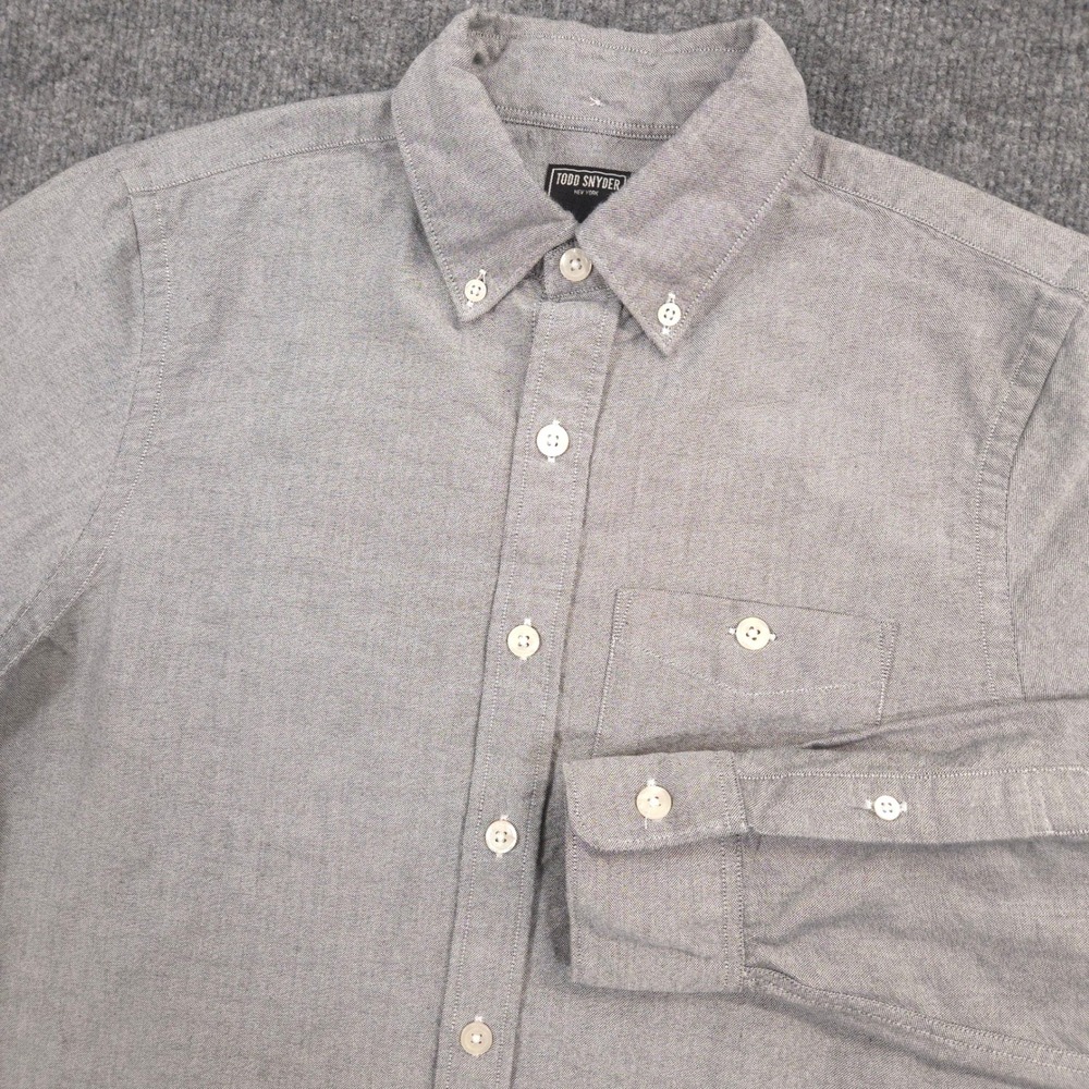 Todd Snyder Slim Favorite Oxford Shirt Mens XS Black White Woven Button Down